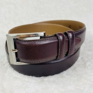 Allen Edmonds Dress Belt Mens Size 100/40 Burgundy Brown Calfskin Leather 39535